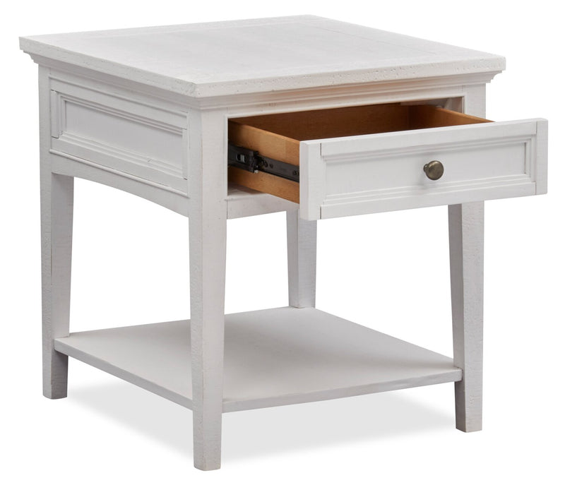 Heron Cove 20\" Traditional End Table with Storage and Shelf - White Pine