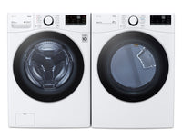 LG 5.2 Cu. Ft. Front-Load Washer, 7.4 Cu. Ft. Gas Dryer with AI - White 