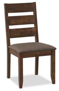 Plum Dining Chair with Polyester Fabric, Wood, Ladder-Back - Nutmeg Brown 