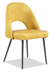 Kort & Co. Bay Dining Chair with Vegan Leather Fabric, Metal - Mustard 