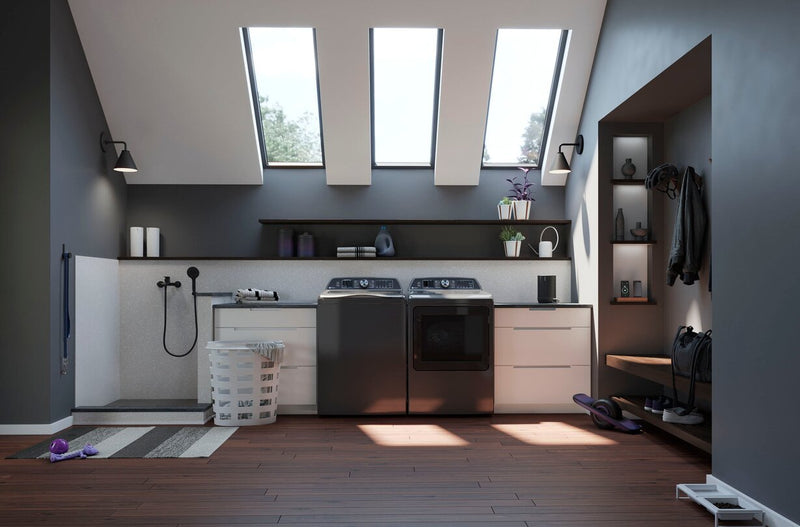 Profile 6.2 Cu. Ft. Top-Load Washer and 7.4 Cu. Ft. Electric Dryer - Diamond Grey 