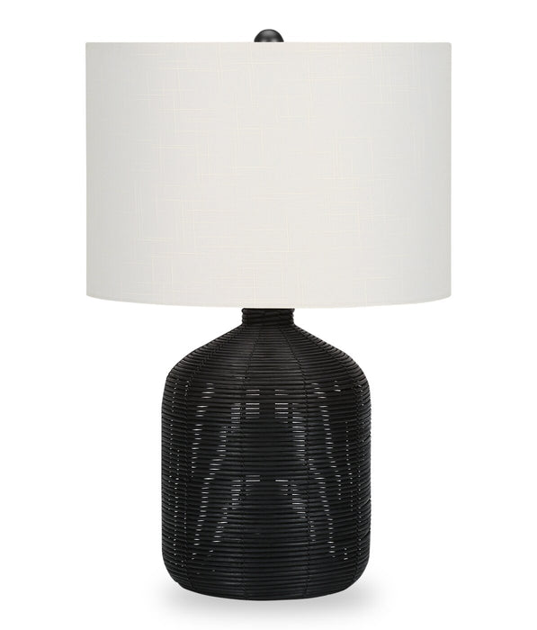 23\" Black Rattan Table Lamp