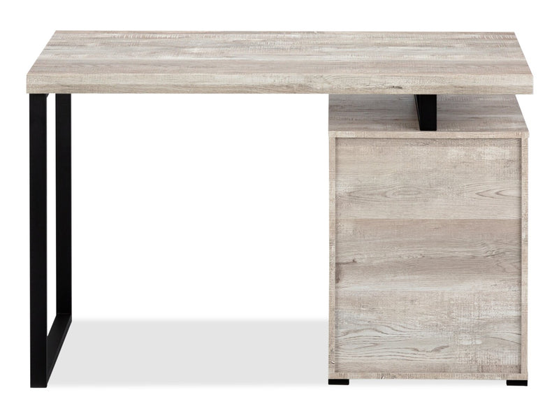 Clayton 47.25\" Reversible Office Desk with 3-Drawers - Light Taupe