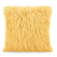Mongolian Sheepskin Accent Pillow - Gold