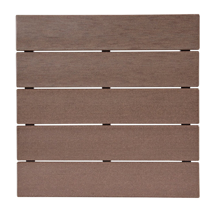 Nome Outdoor Patio End Table - 21.5\"W, High Density Plastic, UV & Weather Resistant - Brown
