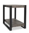 Apex 18\" Modern Chairside Table with Shelf - Grey with Black Metal Legs