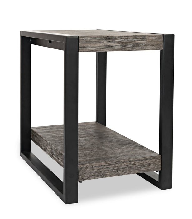 Apex 18\" Modern Chairside Table with Shelf - Grey with Black Metal Legs