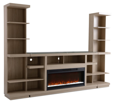 Axel 74" 3-Piece Entertainment Centre with Electric Fireplace and Storage for TVs up to 85"- Taupe|Meuble audio-vidéo Axel 3 pièces de 74" avec foyer électrique et rangement pour téléviseurs jusqu’à 85 po - taupe
