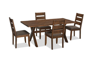 Plum 5pc Dining Set with Table & 4 Chairs, Wood, Live-Edge Look, 70.75