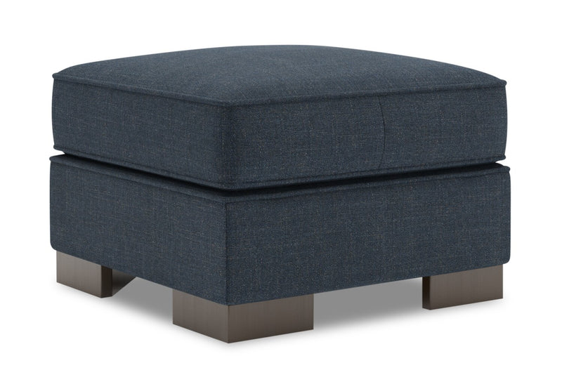 Made in Canada Customizable Sofa Lab Track 24\" Linen-Look Fabric Ottoman - Luna Sailor Blue