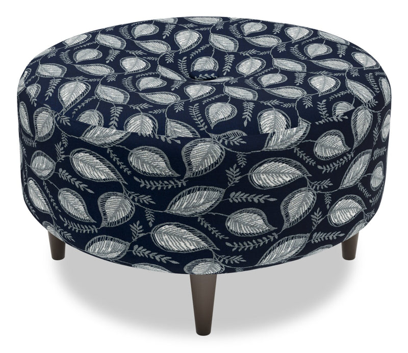 Made in Canada Customizable Sofa Lab The Curve 31\" Fabric Ottoman - Midnight Multicolour