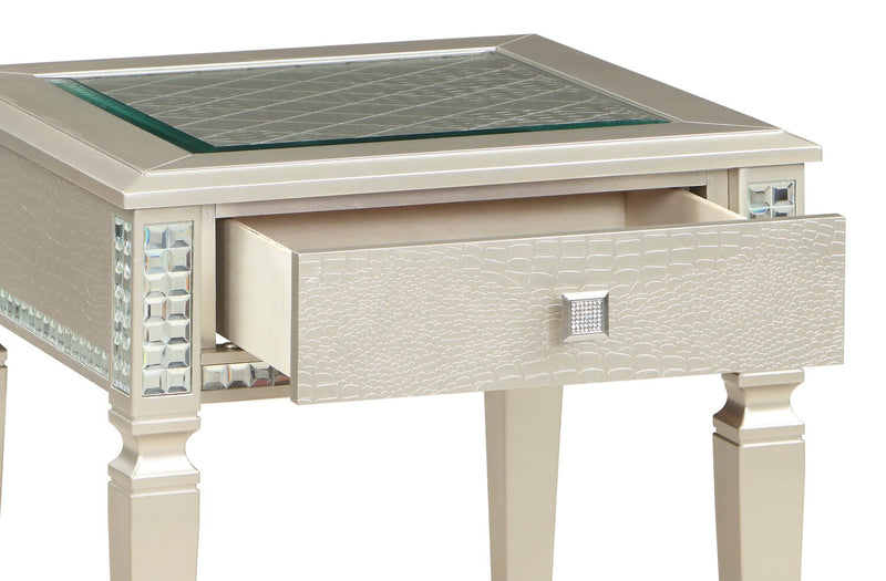 Tyra 24\" Glam End Table with Storage - Champagne  
