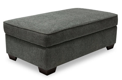 Made in Canada Verona 44" Linen-Look Fabric Storage Ottoman - Charcoal Grey | Pouf de rangement Verona de 44 po fabriqué au Canada en tissu d’apparence lin - gris anthracite