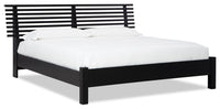 Shaw Panel Bed with Headboard & Frame, Modern, Black - King Size 