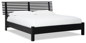 Shaw Panel Bed with Headboard & Frame, Modern, Black - King Size