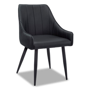 Eliot Dining Chair with Vegan-Leather Fabric, Metal - Black