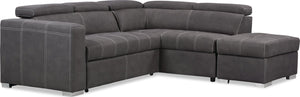 Drake 3-Piece Faux Suede Right-Facing Sleeper Sectional - Cement