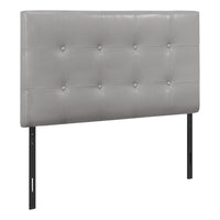 Estel Upholstered Headboard in Grey Vegan Leather Fabric, Button Tufted - Twin Size 