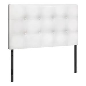 Estel Upholstered Headboard in White Vegan Leather Fabric, Button Tufted - Twin Size