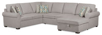 Haven 3-Piece Chenille Right-Facing Sleeper Sectional - Grey 