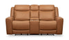 Prescott Genuine Leather Power Reclining Loveseat - Butternut