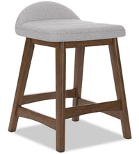 Jovi Counter-Height Stool with Linen-Look Fabric, Wood - Grey 