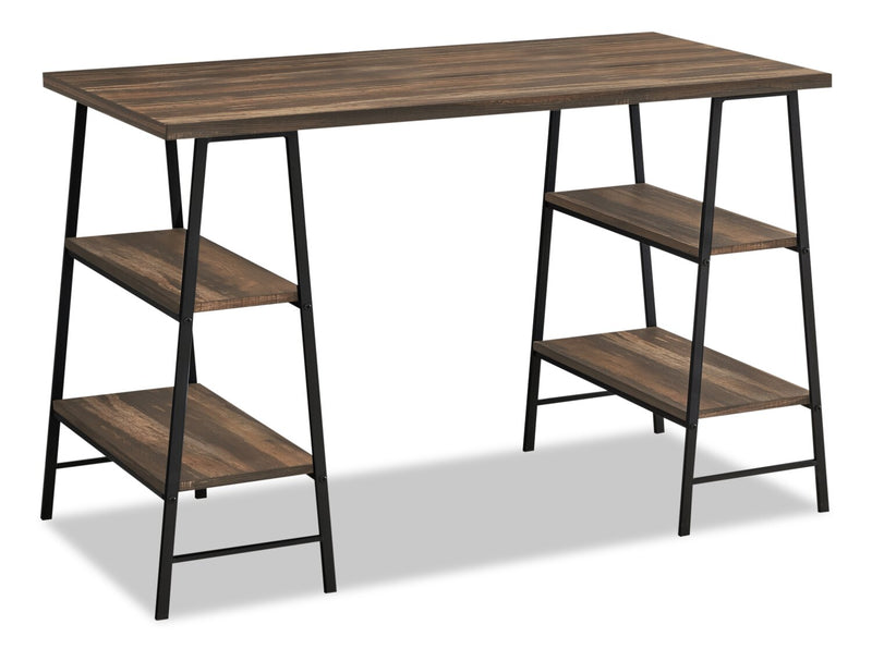 Jonnie 47.25\" Office Desk with Sawhorse-style Legs - Brown