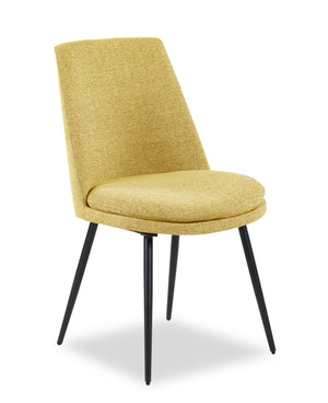 Kort & Co. Fig Dining Chair with Chenille Polyester Fabric, Metal - Yellow