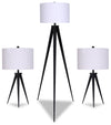 Skyler Matte Black 3-Piece Set, Floor and Two Table Lamps