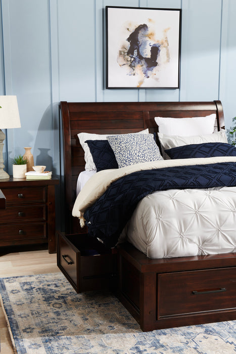 Sonoma 6pc Bedroom Set with Storage Bed, Dresser, Mirror & Nightstand, Mango Brown - Queen Size