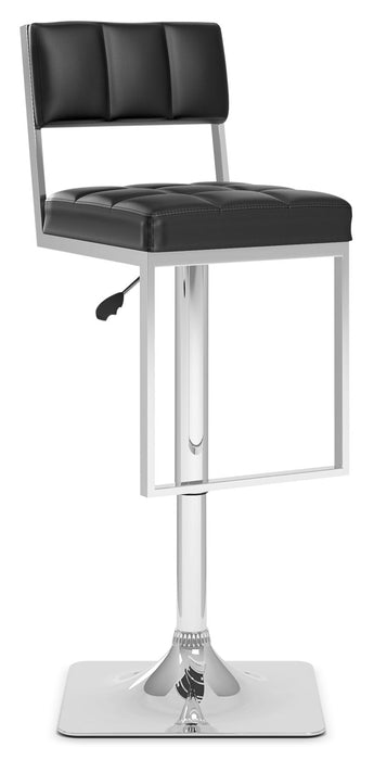 Square-Tufted Wide Adjustable Bar Stool, Set of 2 - Black
