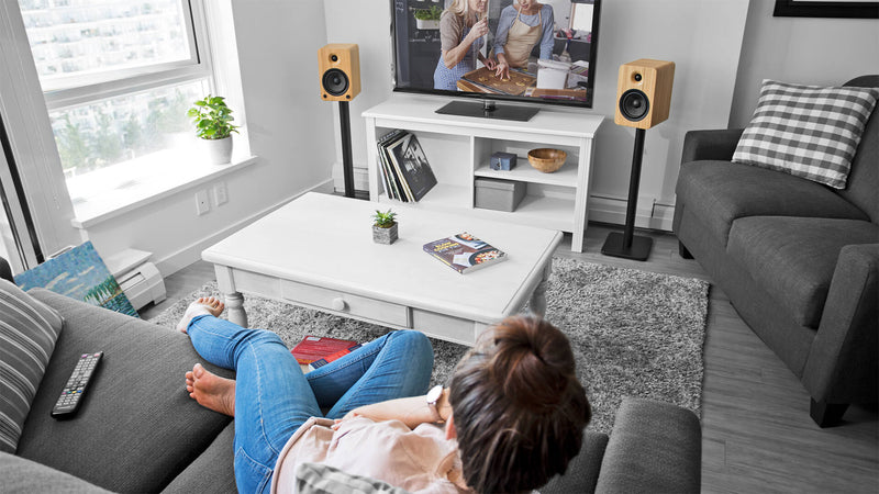 Kanto SP32PL 32\" Tall Bookshelf Speaker Floor Stands with Integrated Cable Management, Black