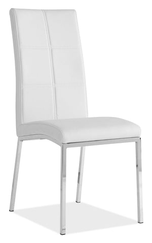 Milton Dining Chair with Vegan-Leather Fabric, Metal - White