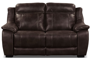 Novo Leather-Look Fabric Loveseat - Brown