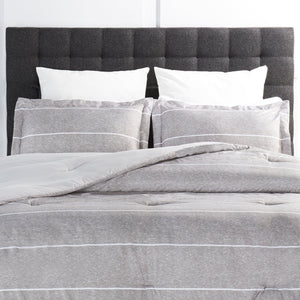 Stripes 3-Piece Full/Queen Comforter Set - Grey