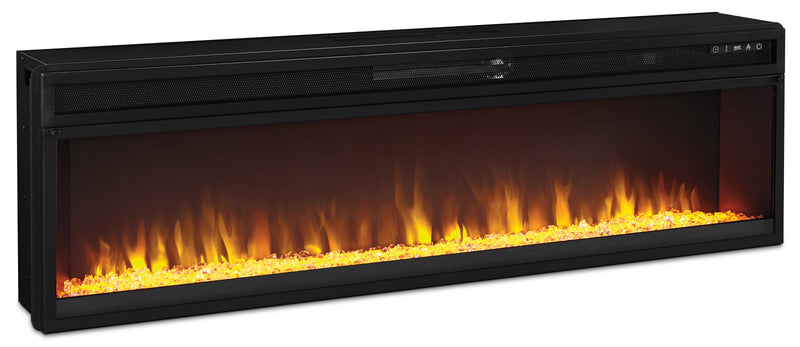 Ralene 64\" TV Stand with Glass and Rock Firebox