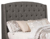 Oslo Upholstered Wingback Headboard in Grey Fabric, Button Tufted - Queen Size