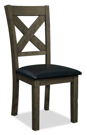Talia Dining Chair with Vegan-Leather Fabric, Cross-Back - Grey/Brown