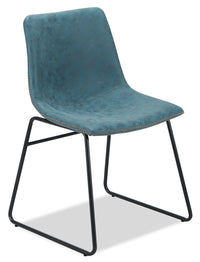 Tess Dining Chair with Leather-Look Fabric, Metal - Blue 