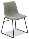 Tess Dining Chair with Leather-Look Fabric, Metal - Khaki