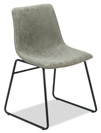 Tess Dining Chair with Leather-Look Fabric, Metal - Khaki 