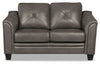 Andi Leather-Look Fabric Loveseat - Grey