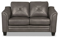 Andi Leather-Look Fabric Loveseat - Grey 