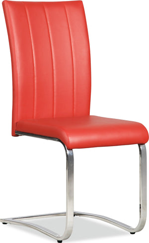 Tori Dining Chair with Vegan-Leather Fabric, Metal - Red