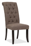 Tripton Dining Chair with Linen-Look Fabric, Button Tufted - Brown