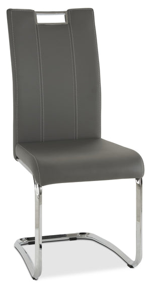 Tuxedo Dining Chair with Vegan-Leather Fabric, Metal - Grey