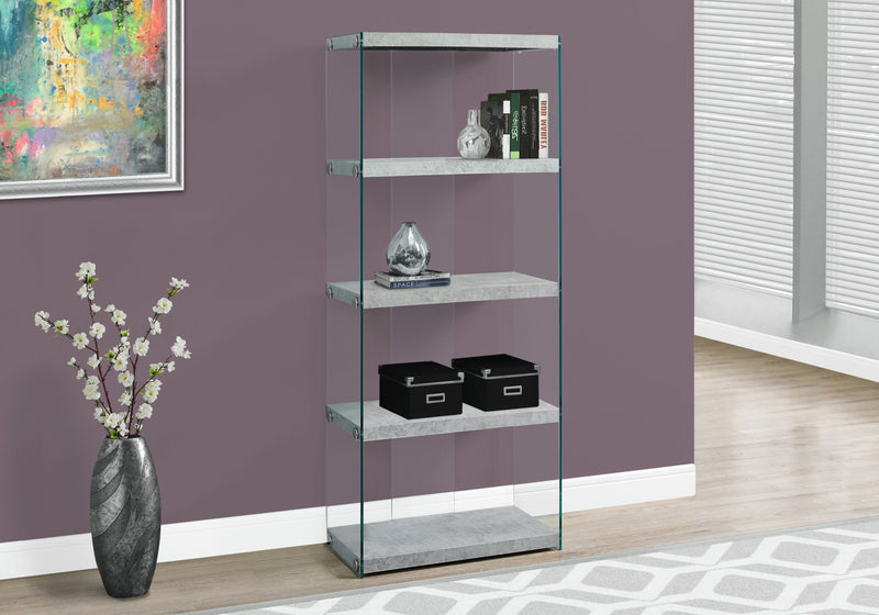 Yonah 24\" 4-Shelf Bookcase with Cement Grey Shelves - 