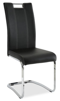 Tuxedo Dining Chair with Vegan-Leather Fabric, Metal - Black 