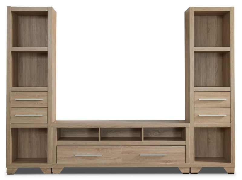 Glendale 3-Piece Entertainment Centre with 60\" TV Opening – Weathered White