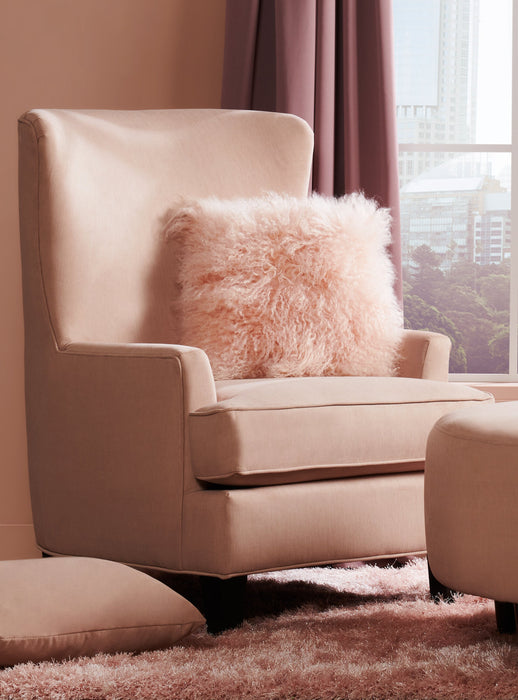 Made in Canada Sofa Lab Customizable Wingback 32\" Linen-Look Fabric Fabric Accent Chair - Pax Rose Pink